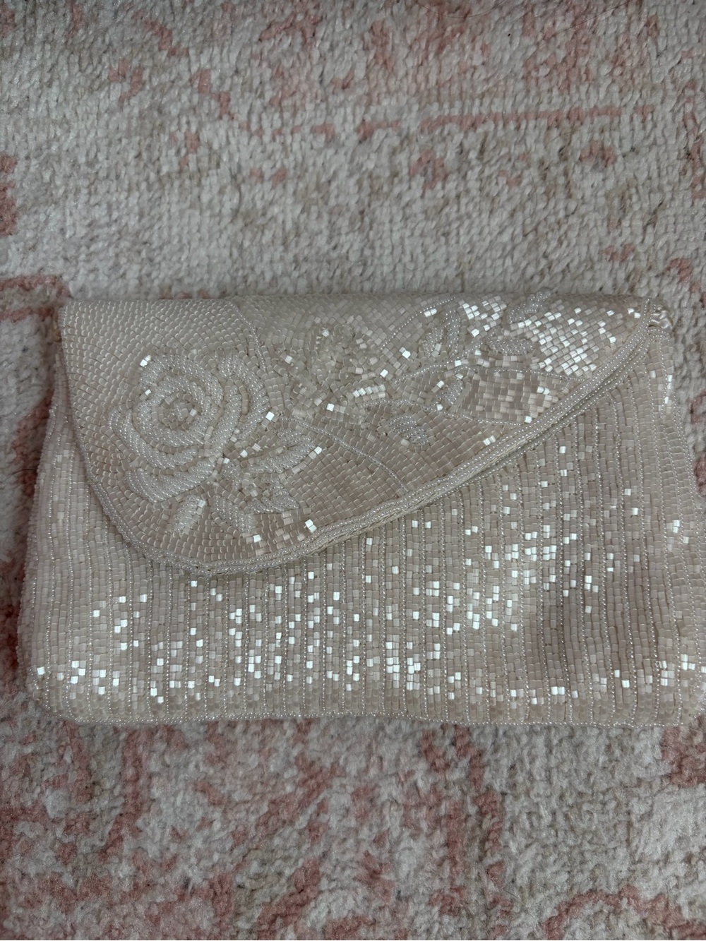 Beaded Cream Evening Clutch